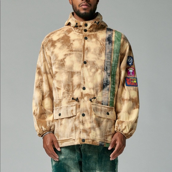 BNWT Size Medium - Brain Dead FW21 Cream Dyed Corduroy Striped Racing Jacket - Picture 1 of 13